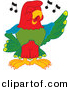 Vector of a Cartoon Macaw Parrot Singing by Mascot Junction