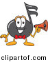 Vector of a Cartoon Music Note Holding a Megaphone by Mascot Junction