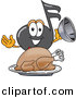 Vector of a Cartoon Music Note Serving a Thanksgiving Turkey on a Platter by Toons4Biz