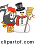Vector of a Cartoon Music Note with a Snowman on Christmas by Mascot Junction