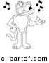 Vector of a Cartoon Panther Singing - Coloring Page Outline by Mascot Junction