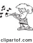 Vector of Cartoon Boy Playing a Clarinet - Coloring Page Outline by Toonaday