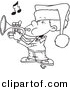Vector of Cartoon Boy Playing Christmas Music on a Trumpet - Coloring Page Outline by Toonaday