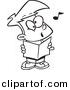 Vector of Cartoon Choir Boy Singing - Coloring Page Outline by Toonaday