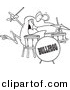 Vector of Cartoon Drummer Frog - Coloring Page Outline by Toonaday