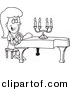 Vector of Cartoon Girl Playing a Piano - Coloring Page Outline by Toonaday