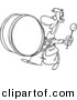 Vector of Cartoon Happy Drummer - Coloring Page Outline by Toonaday