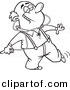 Vector of Cartoon Happy Man Dancing and Listening to Music on an Mp3 Player - Coloring Page Outline by Toonaday