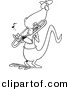 Vector of Cartoon Lizard Playing a Trombone - Coloring Page Outline by Toonaday