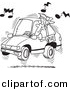 Vector of Cartoon Man Blaring Rap Music in His Car - Coloring Page Outline by Toonaday