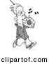 Vector of Cartoon Man Carrying a Boom Box - Coloring Page Outline by Toonaday