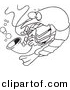 Vector of Cartoon Shrimp Playing a Saxophone - Coloring Page Outline by Toonaday